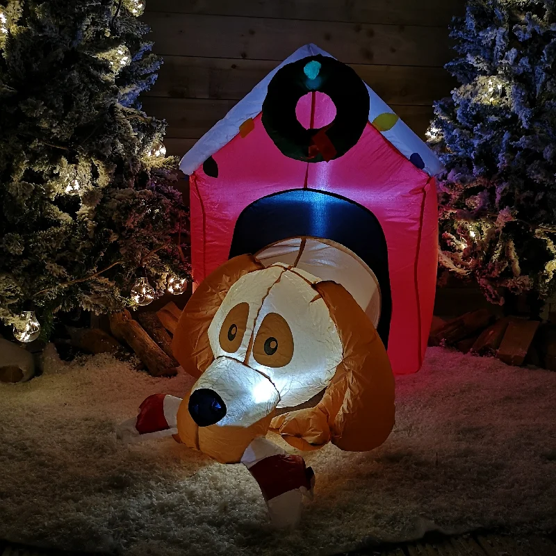 1.2m Inflatable Light Up LED Indoor Outdoor Dog House Christmas Decoration