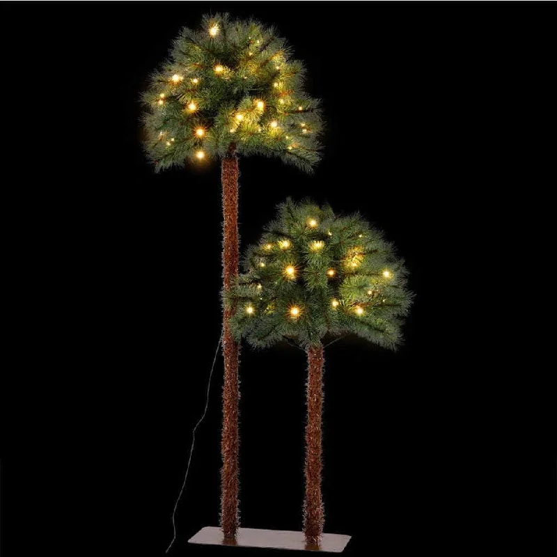 1.5m+1m LED Christmas Palm Trees - 2-in-1 Decoration