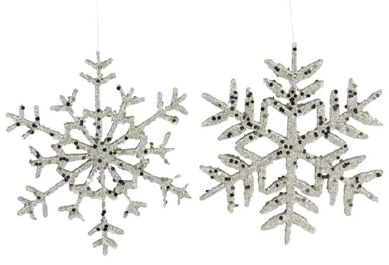 10" Champagne Glitter Snowflake Ornament