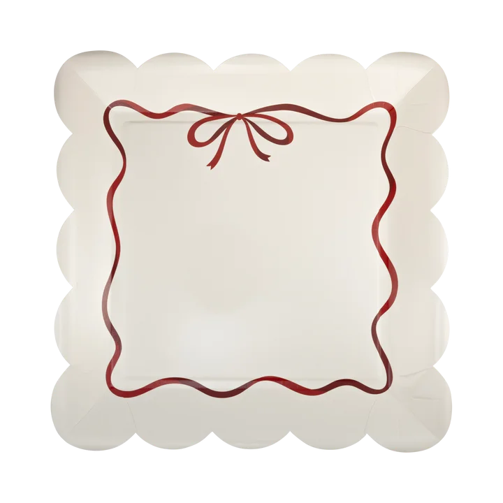 Christmas Red Bow Border Plate 10" | 8 ct