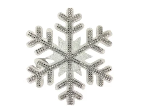 15" White & Silver Snowflake Ornament Set Of 2