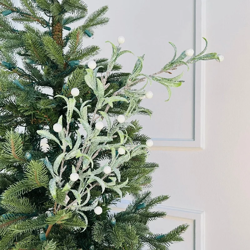 Mistletoe Christmas Tree Pick with White Winterberries