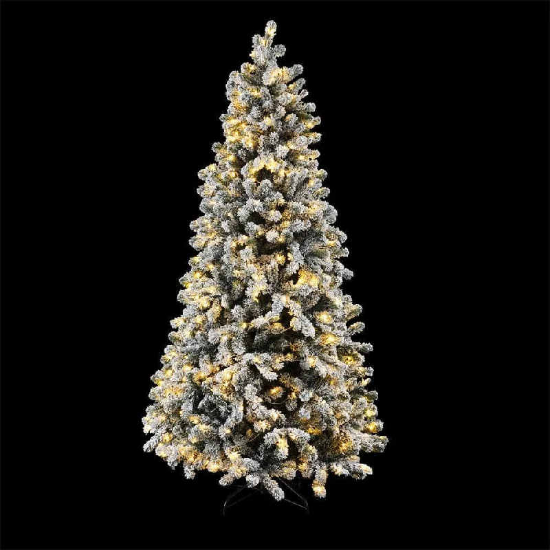 2.1m Snow Flocked LED Christmas Tree - 8 Light Modes