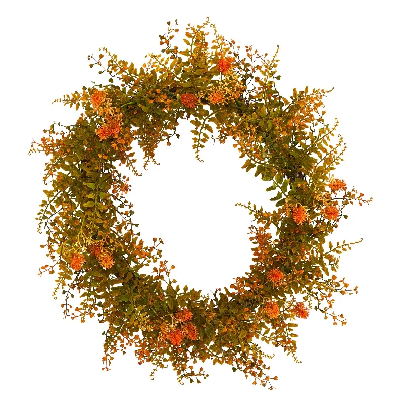 21” Autumn Fern Artificial Wreath