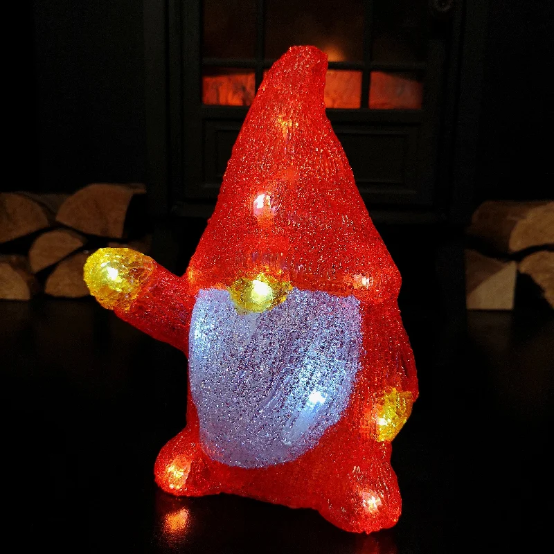 23cm Battery Operated Light up Acrylic Christmas Gonk with LEDs in Red