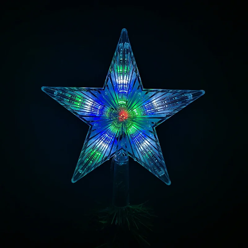 24cm Multi Effect Indoor Outdoor LED Star Christmas Tree Topper in Multicoloured