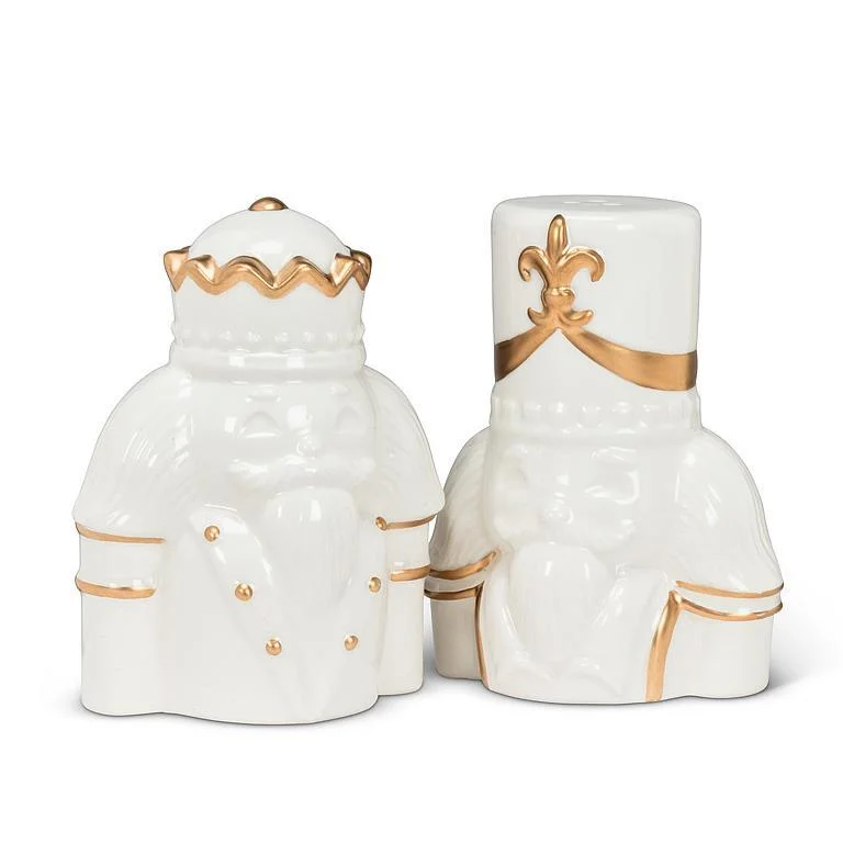 White with Gold Nutcracker Salt & Pepper