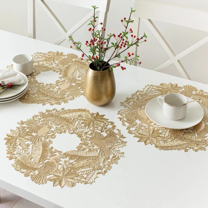 Christmas Traditional Gold Placemats, 16in | 4 ct