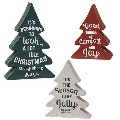 3 Set Christmas Carol Wooden Trees