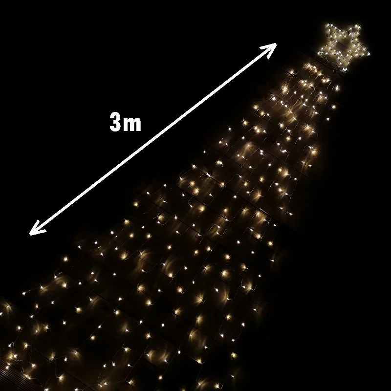 3m Indoor Outdoor Shooting Star Multifunction LED Christmas Decoration with Timer in Warm White