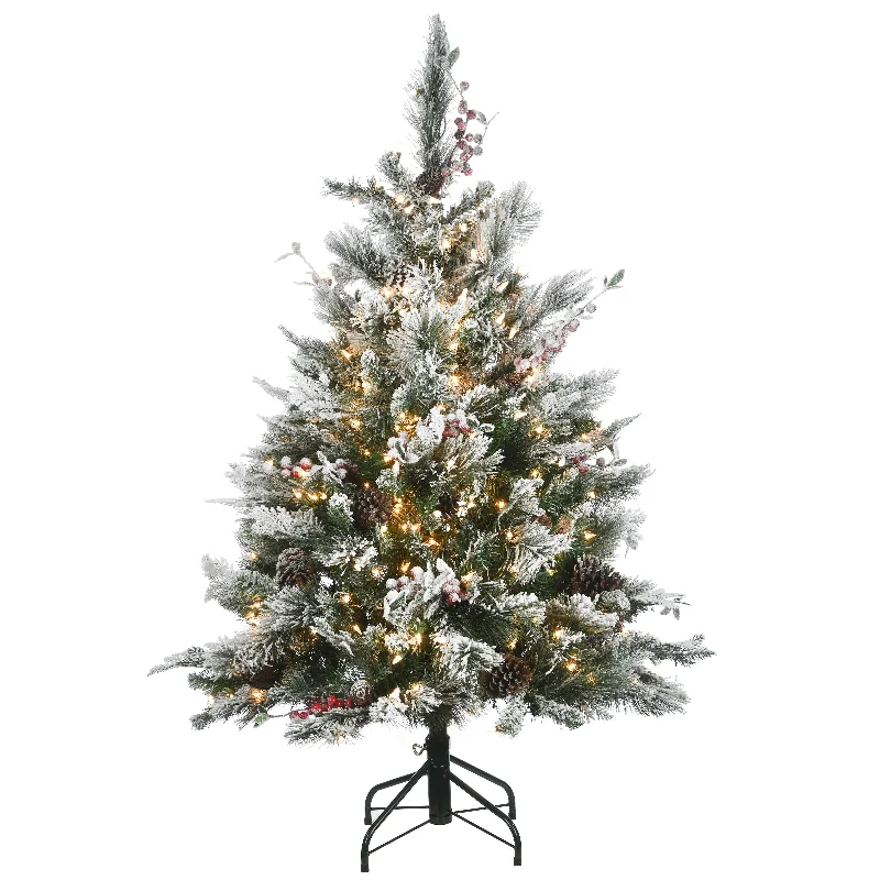 4.5 ft. Pre-Lit Snowy Bedford Pine Tree with Clear Lights