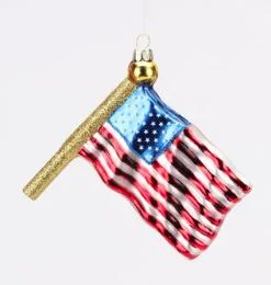 4" American Flag Glass Ornament