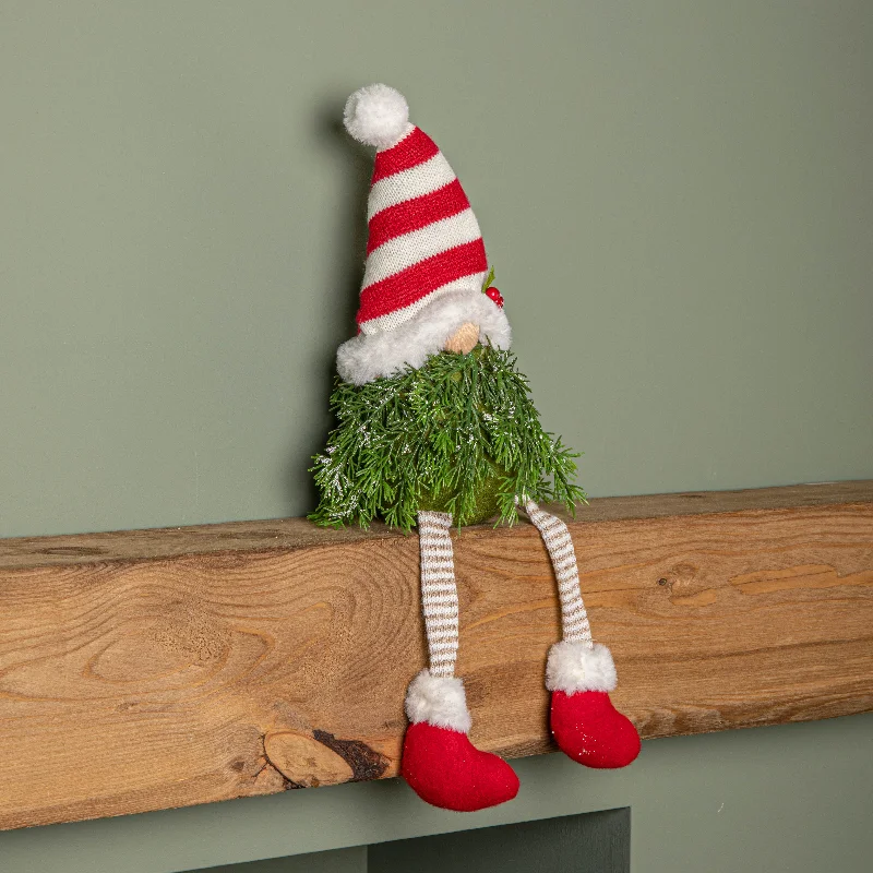 48cm Red and White Christmas Tree Sitting Gonk with Dangly Legs and Striped Hat