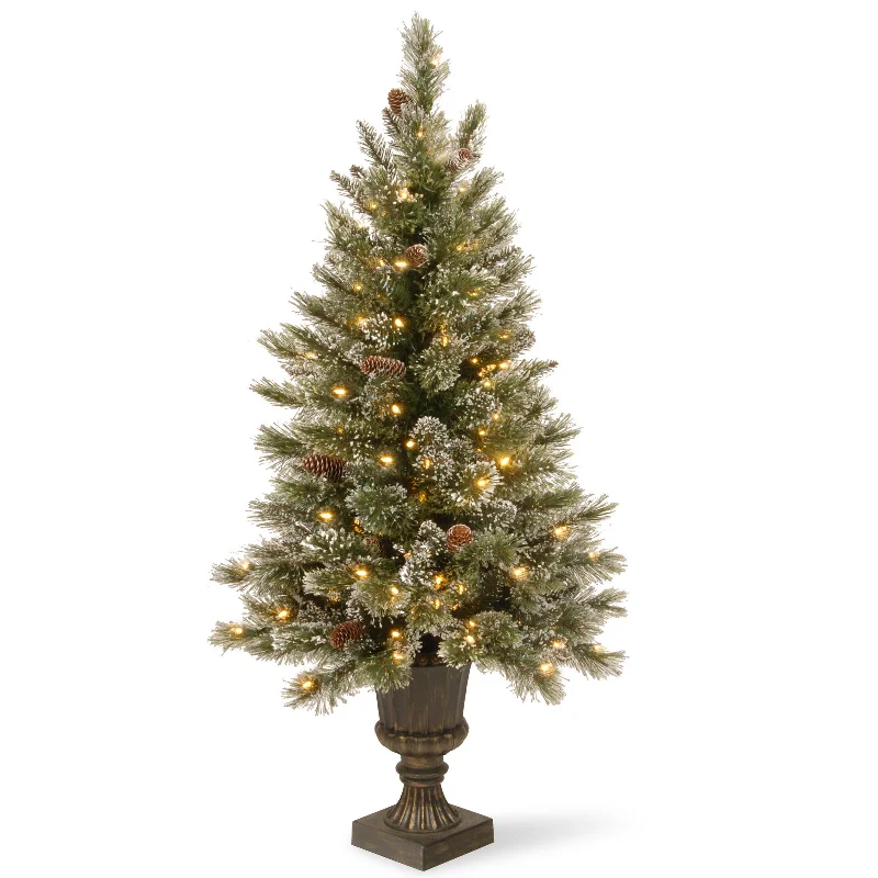 5 ft. Pre-Lit Glittery Bristle Tree with Clear Lights