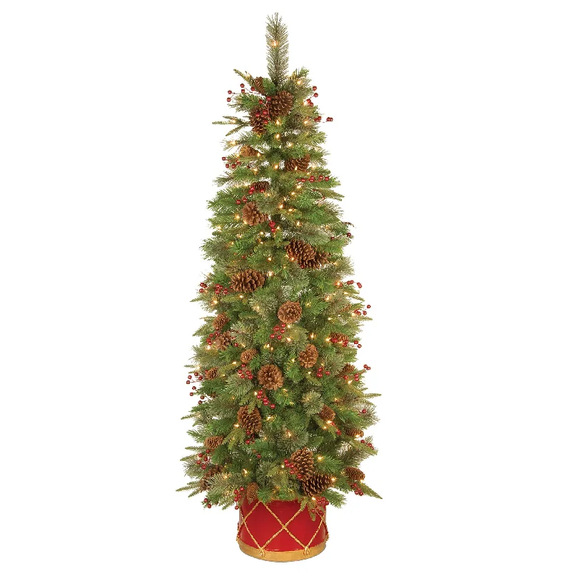 6 ft. Pre-Lit Colonial Collection Slim Tree with Clear Lights