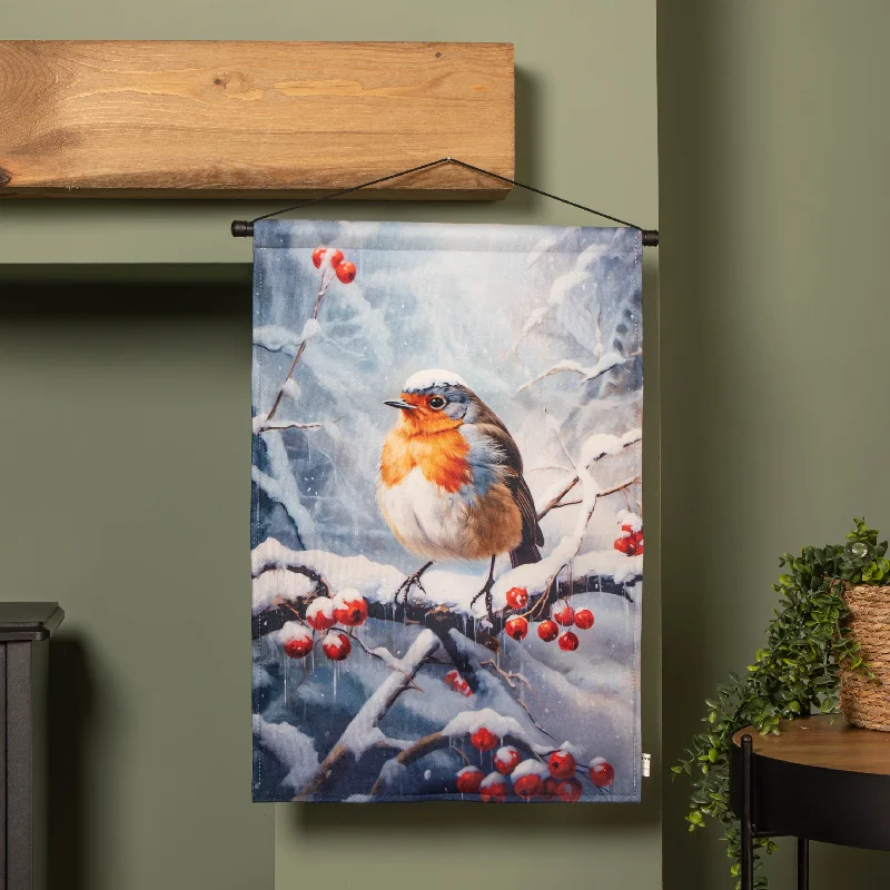 60 x 40cm Battery Operated Light up Robin Hanging Christmas Banner