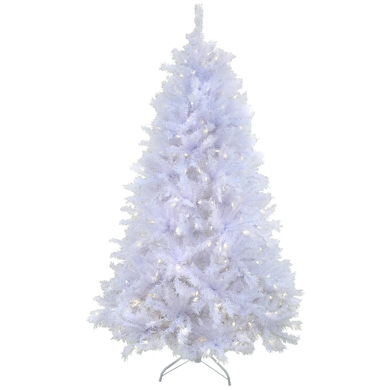 7.5 ft. Pre-Lit Millville White Tree with PowerConnect Warm White LED Lights