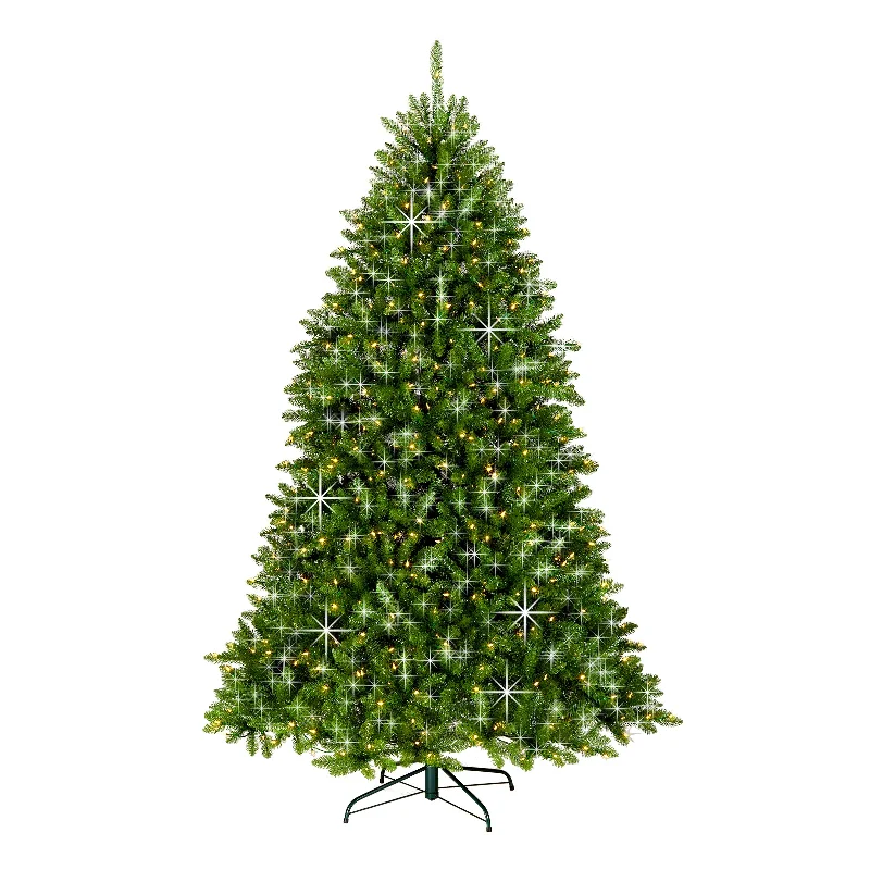 7.5 ft. Pre-Lit Dunhill Fir Shimmer Tree Silver Tinsel with Dual Color LED Lights