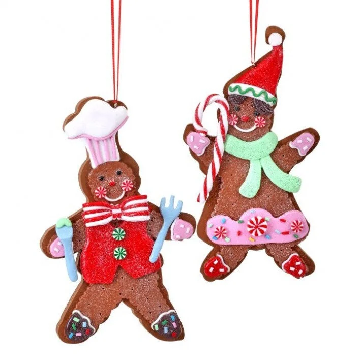 8" Gingerbread Boy & Girl Ornament Set Of 6