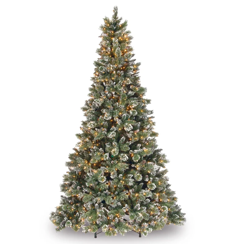 9 ft. Pre-Lit Glittery Bristle Pine Tree with Clear Lights