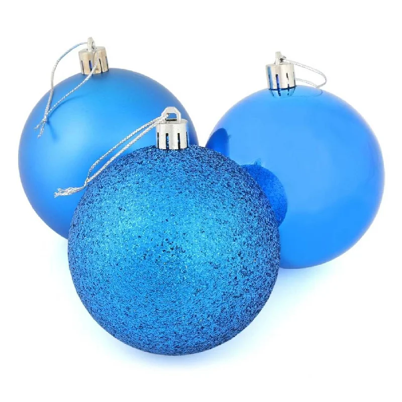 9 x 8cm Christmas Tree Baubles Matte Glitter Mirrored Styles