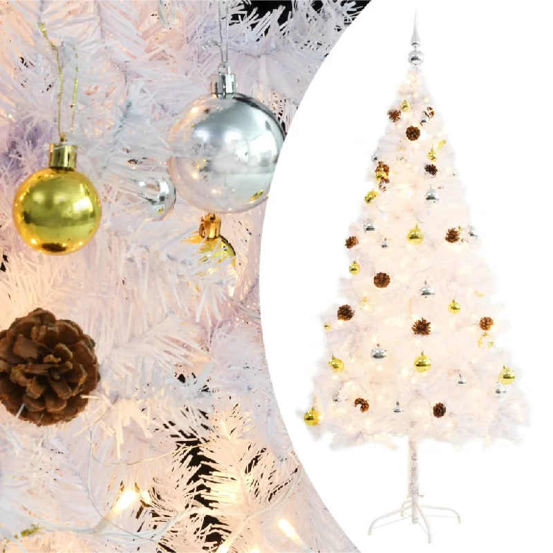 Artificial Christmas Tree with Baubles and LEDs White 180 cm