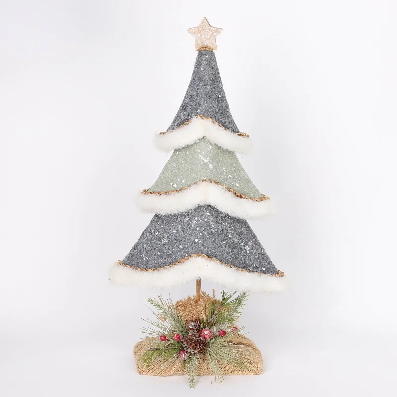 Cotton smeared glittered
 tabletop tree