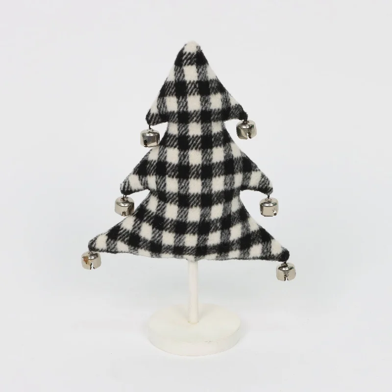 Black and white checkered 
Christmas tree with jingle bells