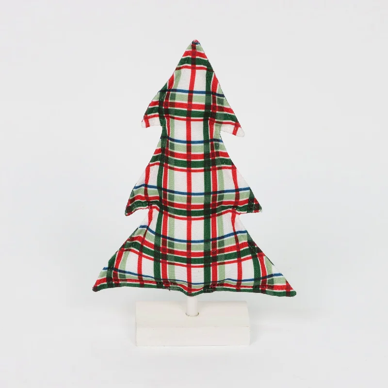 Red green and white 
stuffed cotton Christmas tree