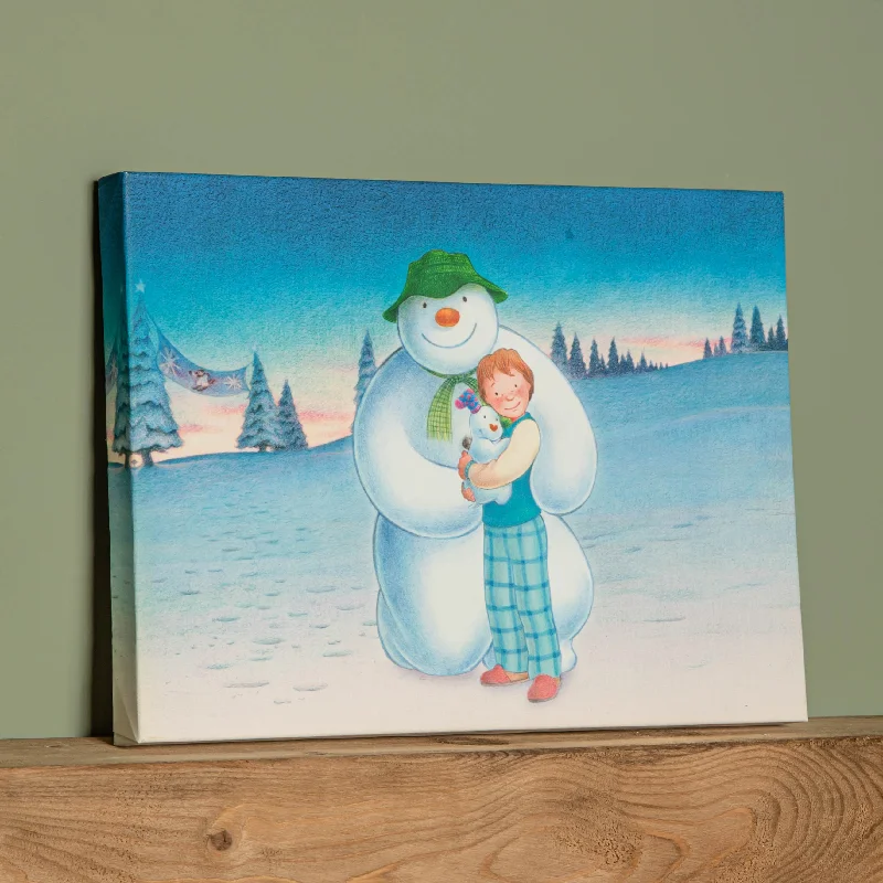 Battery Operated 30x40cm Colour Change LED Snowman Snowdog & Billy Canvas Wall Art