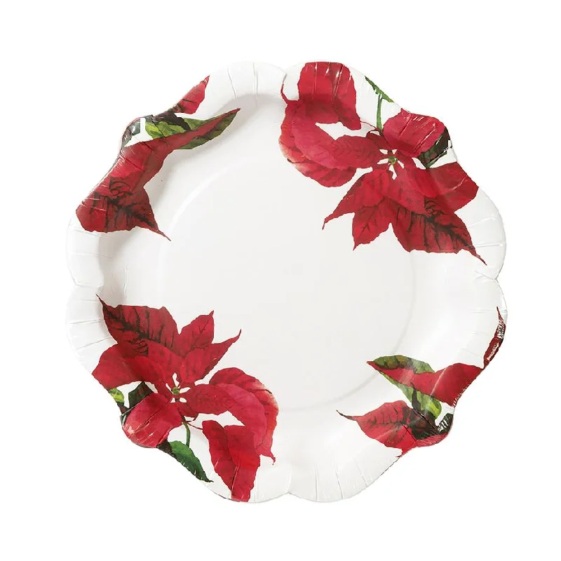 Botanical "Poinsettia" Christmas Paper Plates