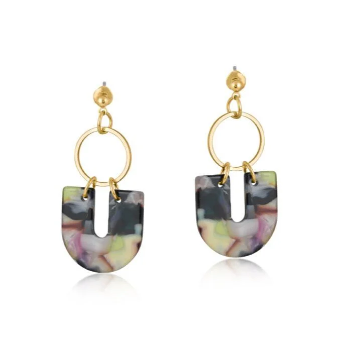 Camille Metal & U Shape Resin Statement Earrings