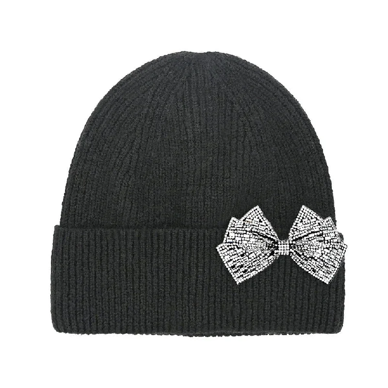 CC Beanie : Rhinestone Bow Cuff  Beanie