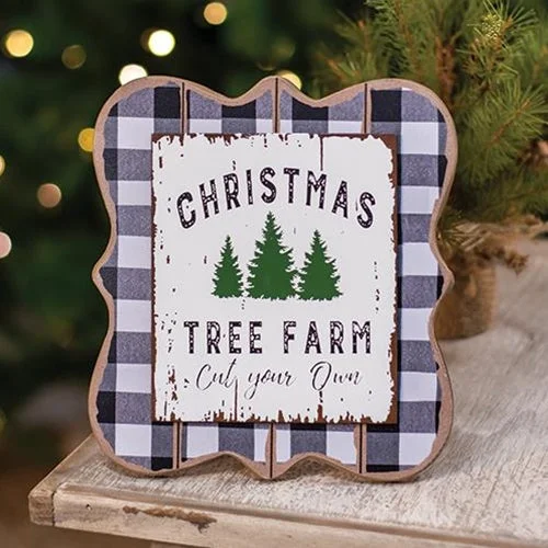 Christmas Tree Farm Buffalo Check Easel