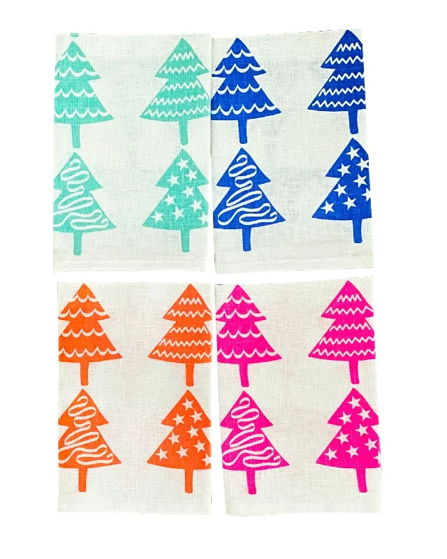 Christmas Tree Printed Linen Napkins