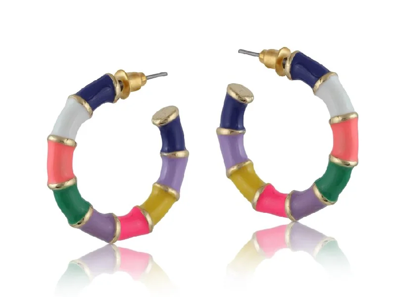 Claire Neon Multicoloured Enamel Hoop Earrings