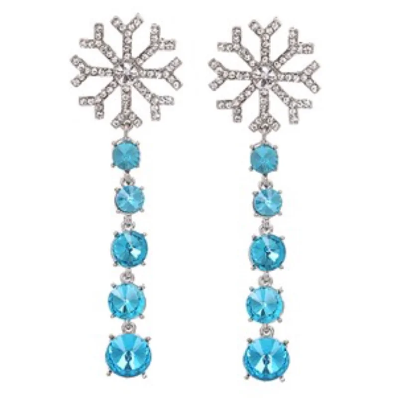 Crystal Snowflake with Aqua Drops Earrings