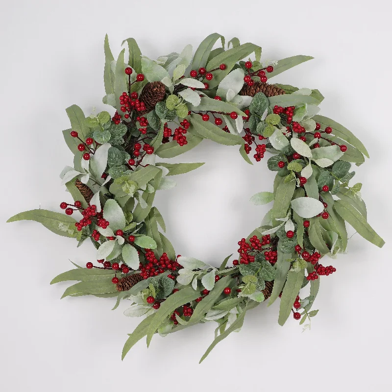 Wreath with berries and eucalyptus leaves