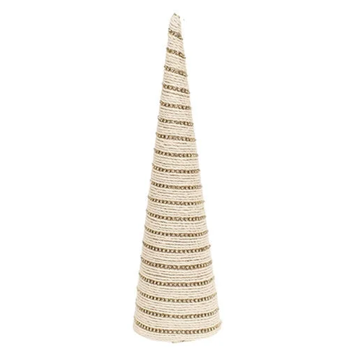 Diamond Wrapped Ivory Jute Cone Tree 18