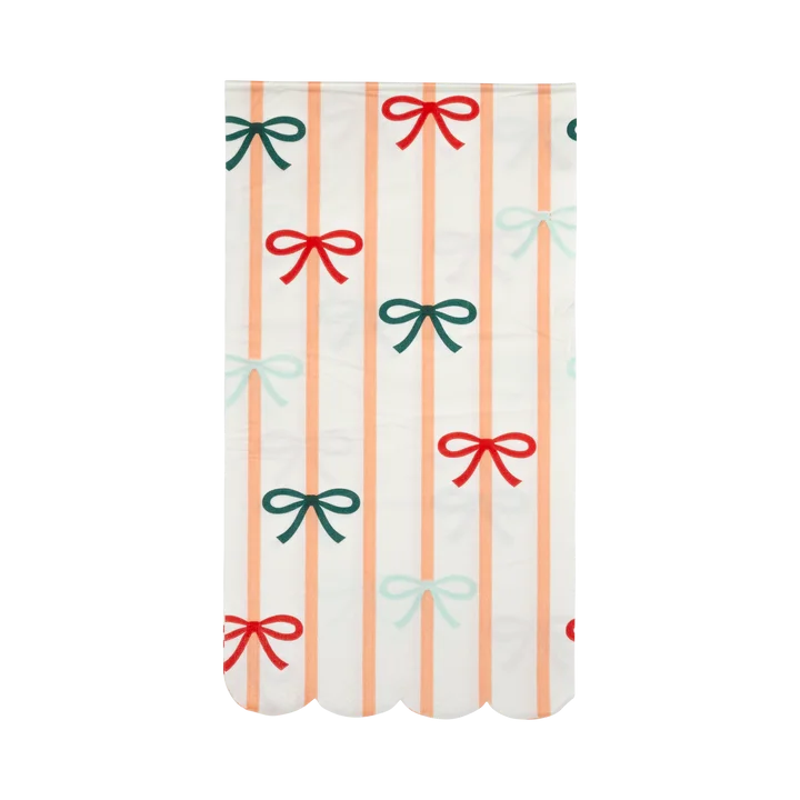 Christmas Bows and Stripes Scalloped Dinner Napkins | 24 ct