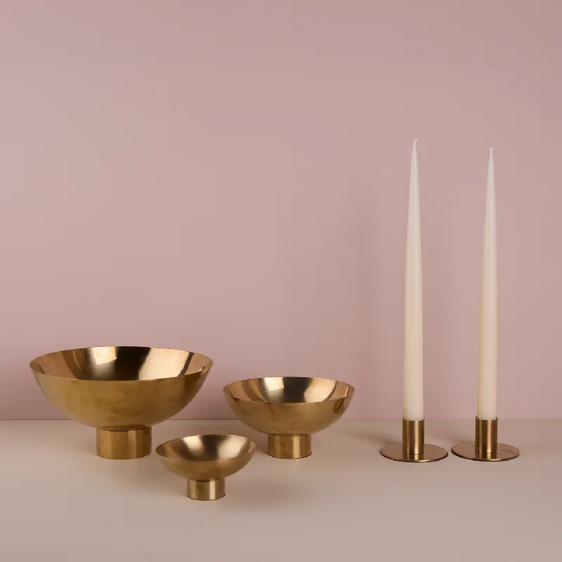 Essential Footed Bowl Decor Bundle - Brass