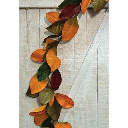 Fall Magnolia Leaves Garland, 5ft