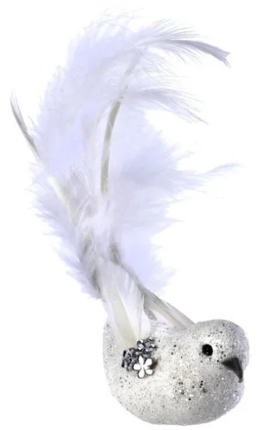 7" Feathered Glitter Bird Clip-On Ornament