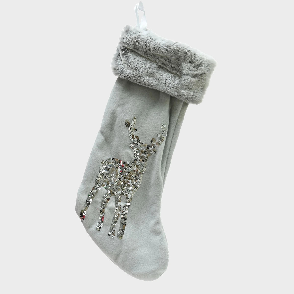 Fleece Sequin Reindeer Stocking