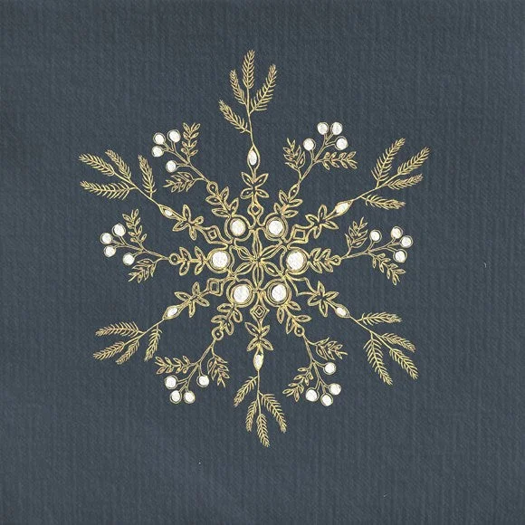 Francoise Paviot "Fleur Des Neiges Navy Blue" Cocktail Napkin