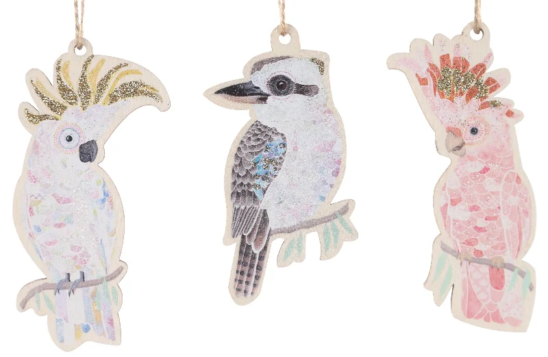 Frankie B Christmas <br> Hanging Decorations <br> Australian Birds <br> 3 Assorted