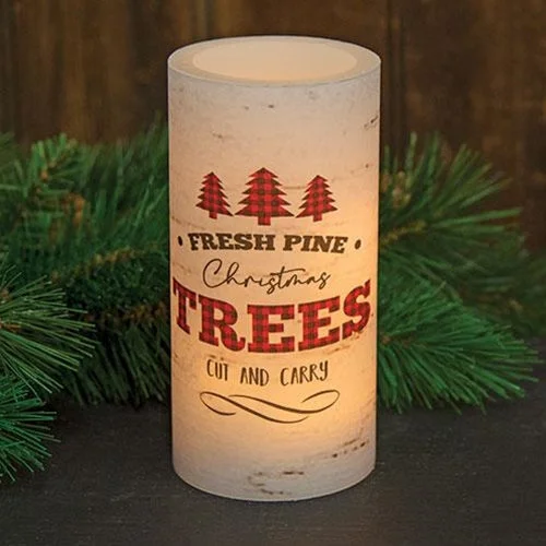 Fresh Pine Christmas Trees Timer Pillar