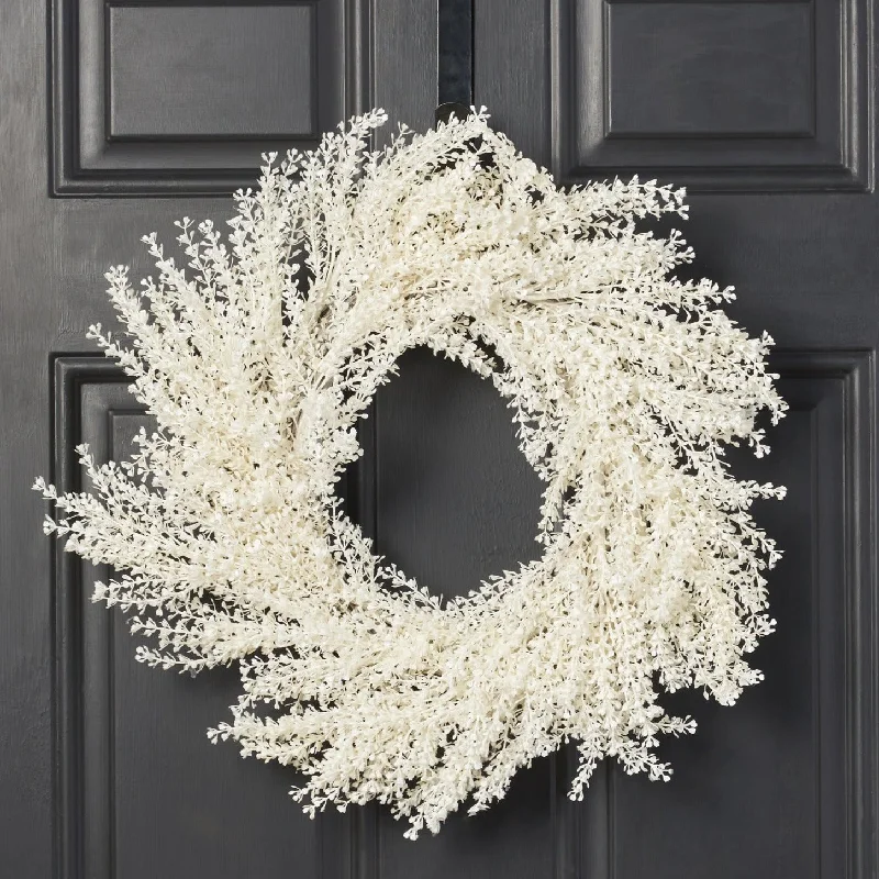 Frosted Shimmer Cream Baby's Breath Gypsophila Christmas Front Door Mantel Wreath 20"