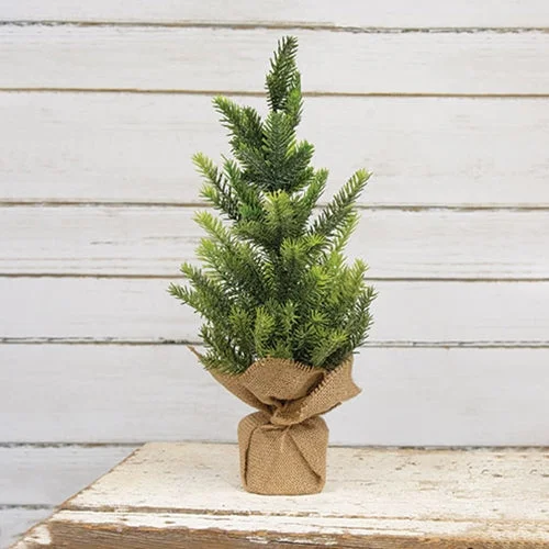 Glittered Pine Tree with Burlap Base 12