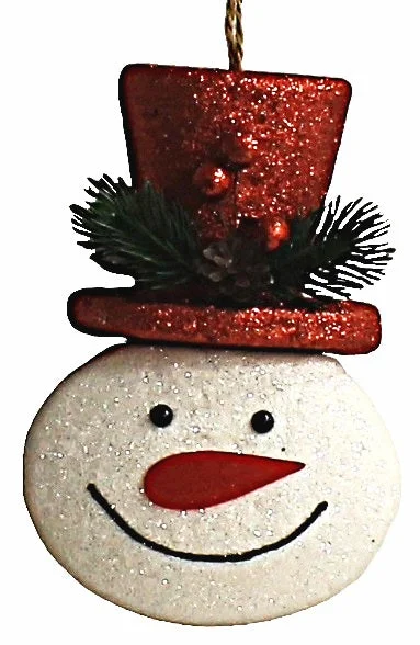 Glittered Smiling Snowman Ornament